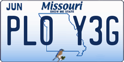 MO license plate PL0Y3G