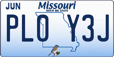 MO license plate PL0Y3J