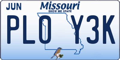 MO license plate PL0Y3K