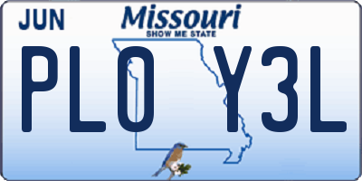 MO license plate PL0Y3L