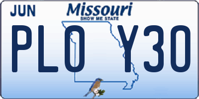 MO license plate PL0Y3O