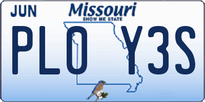 MO license plate PL0Y3S