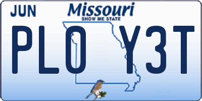 MO license plate PL0Y3T