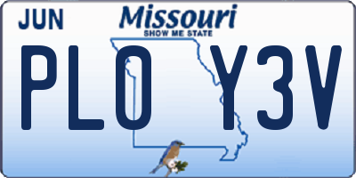 MO license plate PL0Y3V