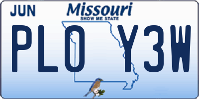MO license plate PL0Y3W