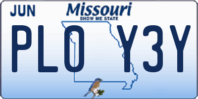 MO license plate PL0Y3Y
