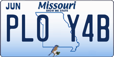 MO license plate PL0Y4B