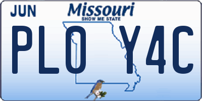 MO license plate PL0Y4C