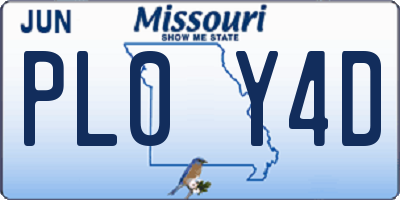 MO license plate PL0Y4D