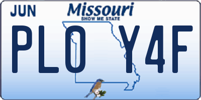 MO license plate PL0Y4F