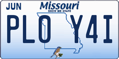 MO license plate PL0Y4I