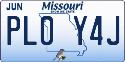 MO license plate PL0Y4J