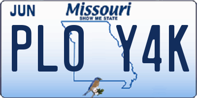 MO license plate PL0Y4K