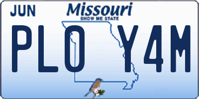 MO license plate PL0Y4M
