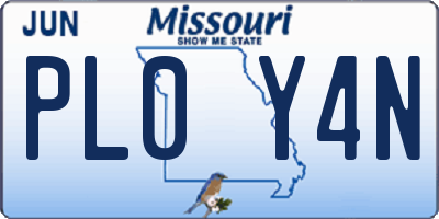 MO license plate PL0Y4N