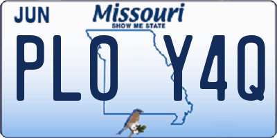 MO license plate PL0Y4Q