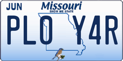 MO license plate PL0Y4R