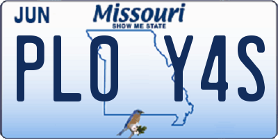 MO license plate PL0Y4S