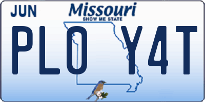 MO license plate PL0Y4T