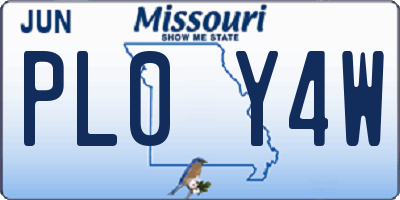MO license plate PL0Y4W