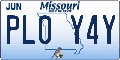 MO license plate PL0Y4Y