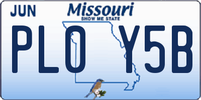 MO license plate PL0Y5B