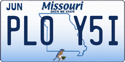 MO license plate PL0Y5I