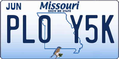 MO license plate PL0Y5K