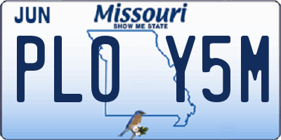 MO license plate PL0Y5M
