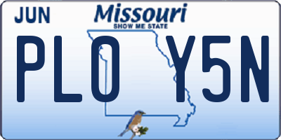 MO license plate PL0Y5N