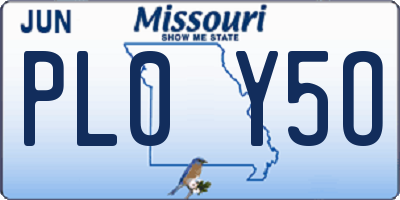 MO license plate PL0Y5O