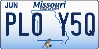 MO license plate PL0Y5Q