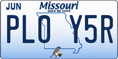 MO license plate PL0Y5R