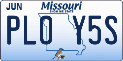 MO license plate PL0Y5S