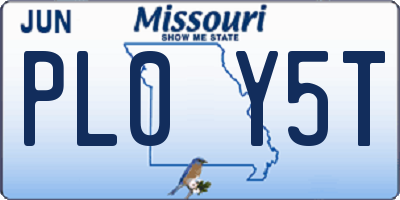 MO license plate PL0Y5T
