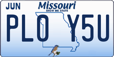 MO license plate PL0Y5U