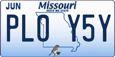 MO license plate PL0Y5Y