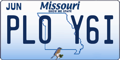 MO license plate PL0Y6I