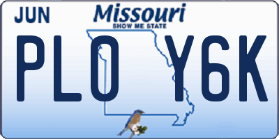 MO license plate PL0Y6K
