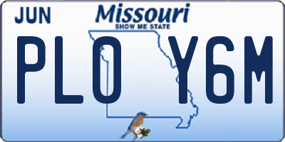 MO license plate PL0Y6M