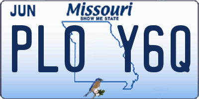 MO license plate PL0Y6Q