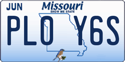MO license plate PL0Y6S