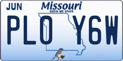 MO license plate PL0Y6W