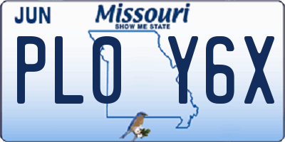 MO license plate PL0Y6X