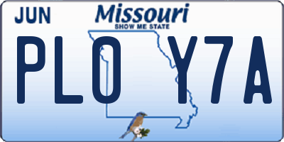MO license plate PL0Y7A