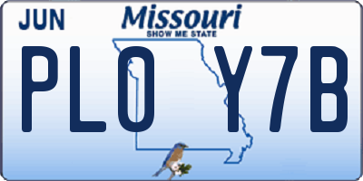 MO license plate PL0Y7B