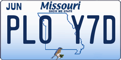 MO license plate PL0Y7D