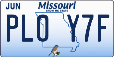 MO license plate PL0Y7F