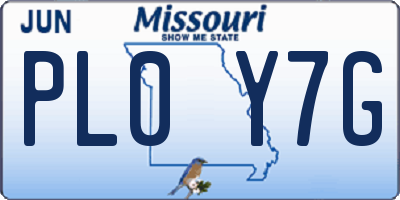 MO license plate PL0Y7G