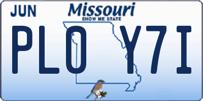 MO license plate PL0Y7I